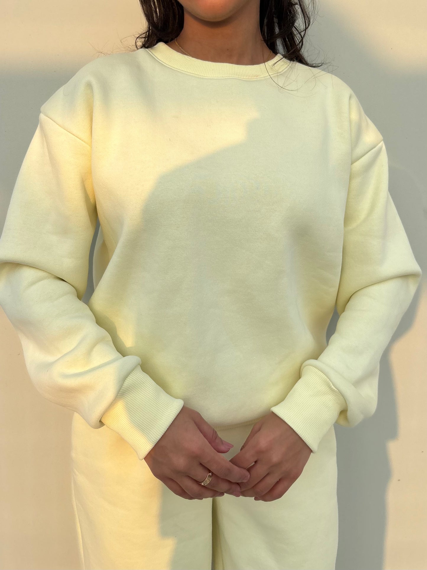 Butter Yellow Crewneck Cotton Fleece SET ( High Warmth)