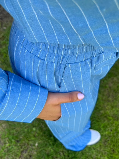 Stripes boxer crop shirt set