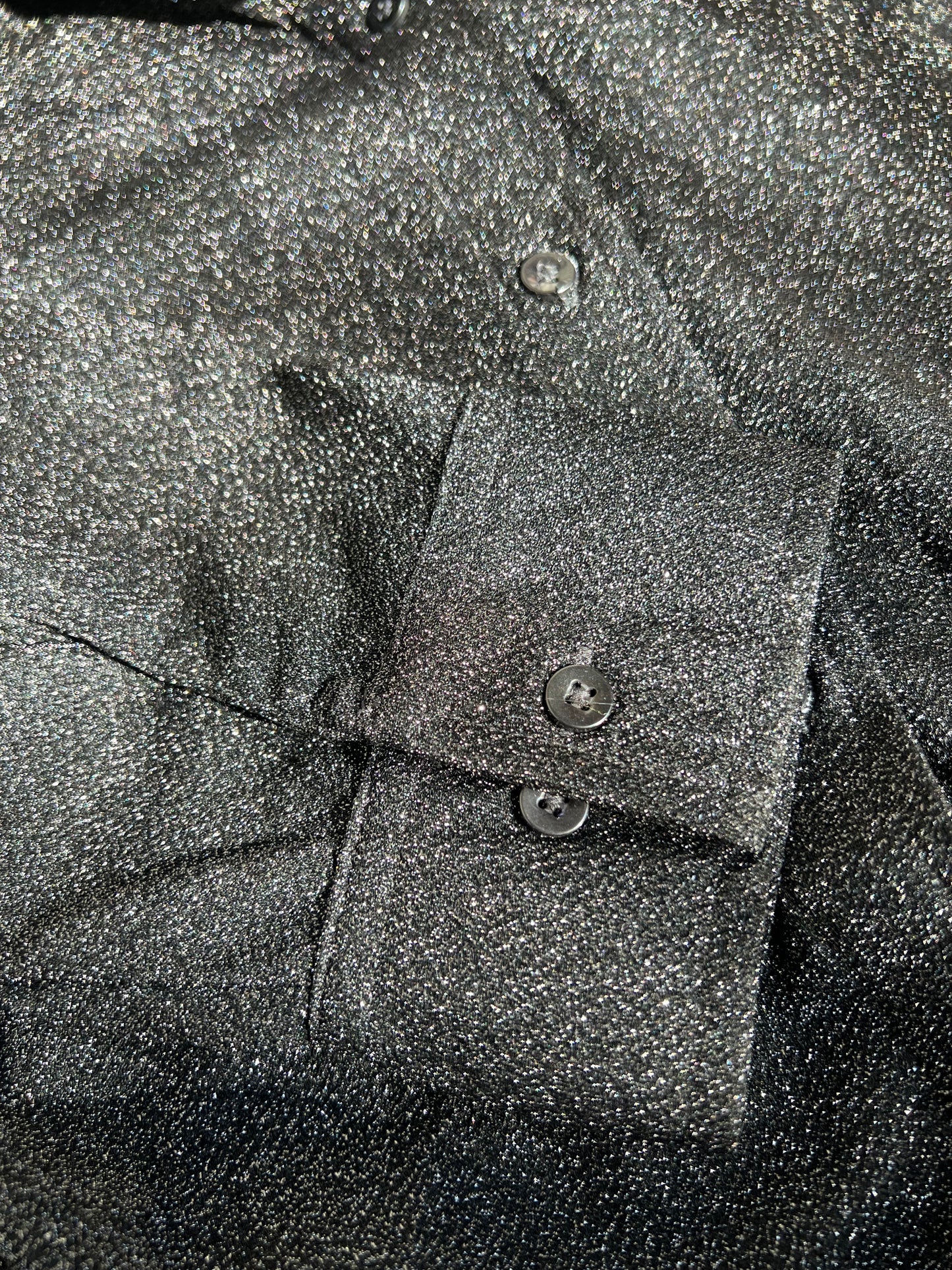 Black Cotton Shimmer Shirt Set