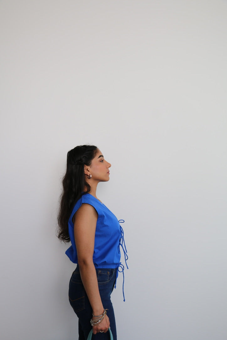 Electric Blue Cotton Poplin Top