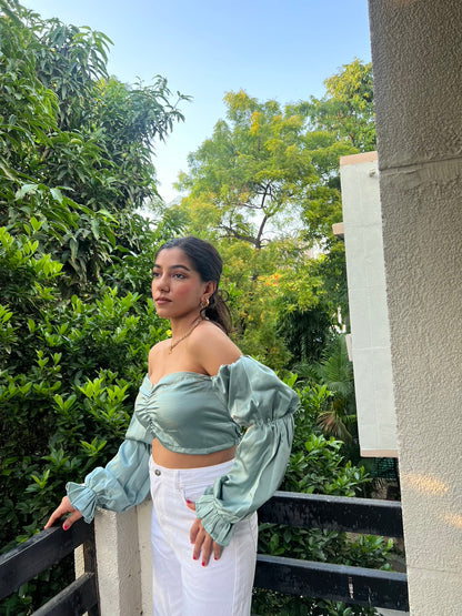 Greece Satin Ruffle Top