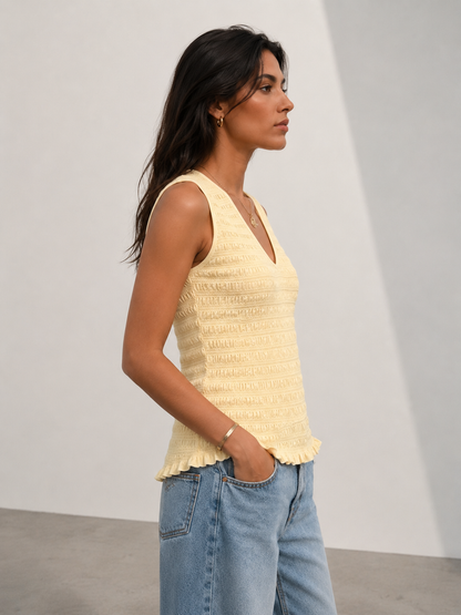 Sleeveless Smocked Top - Butter Yellow