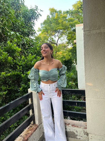 Greece Satin Ruffle Top