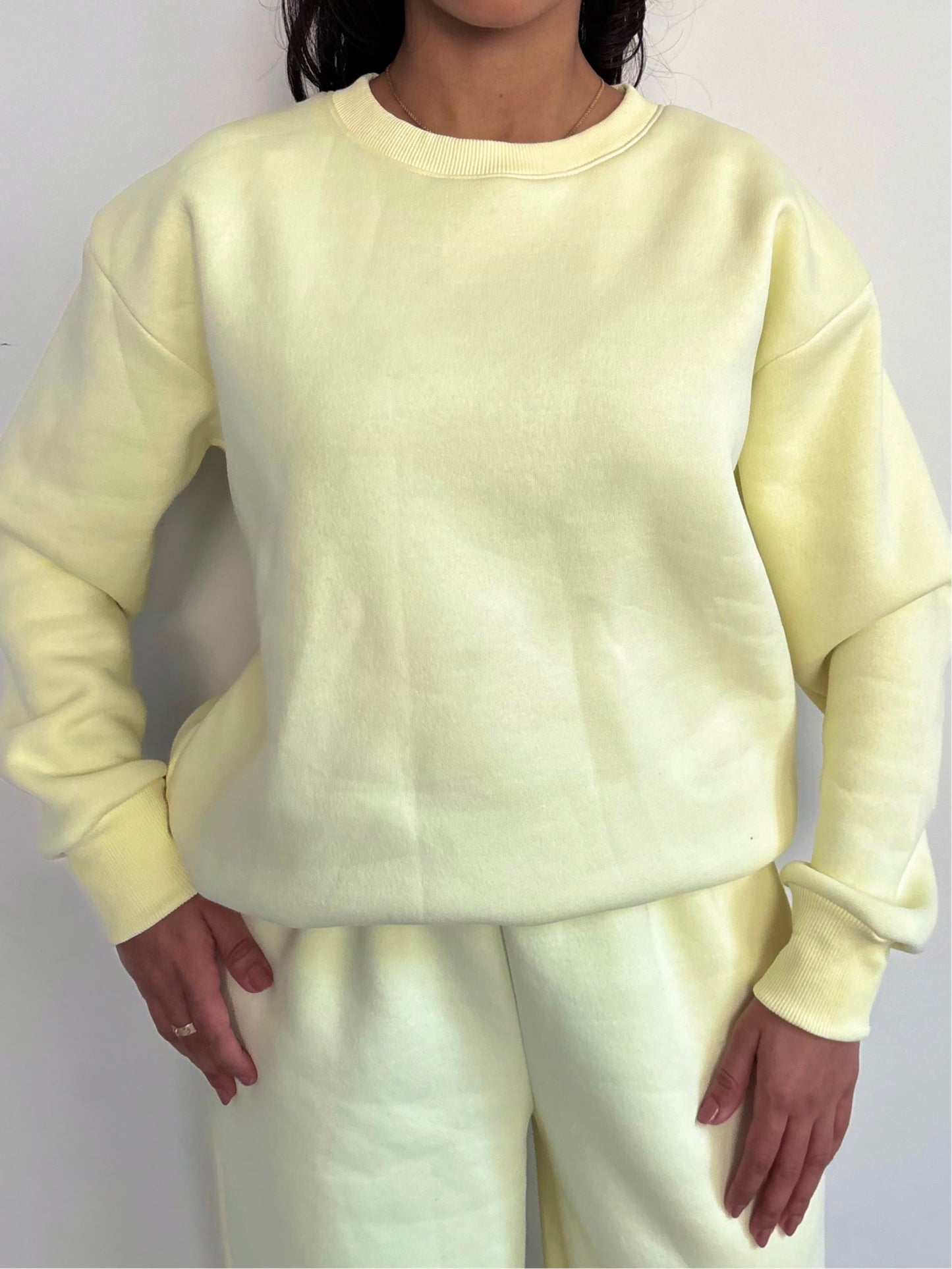 Butter Yellow Crewneck Cotton Fleece SET ( High Warmth)