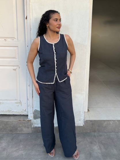 Charcoal Pure Cotton Top & Pants Set