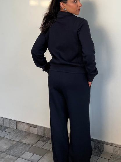 Fleece Navy Blue Zipper & Fleece Pants SET