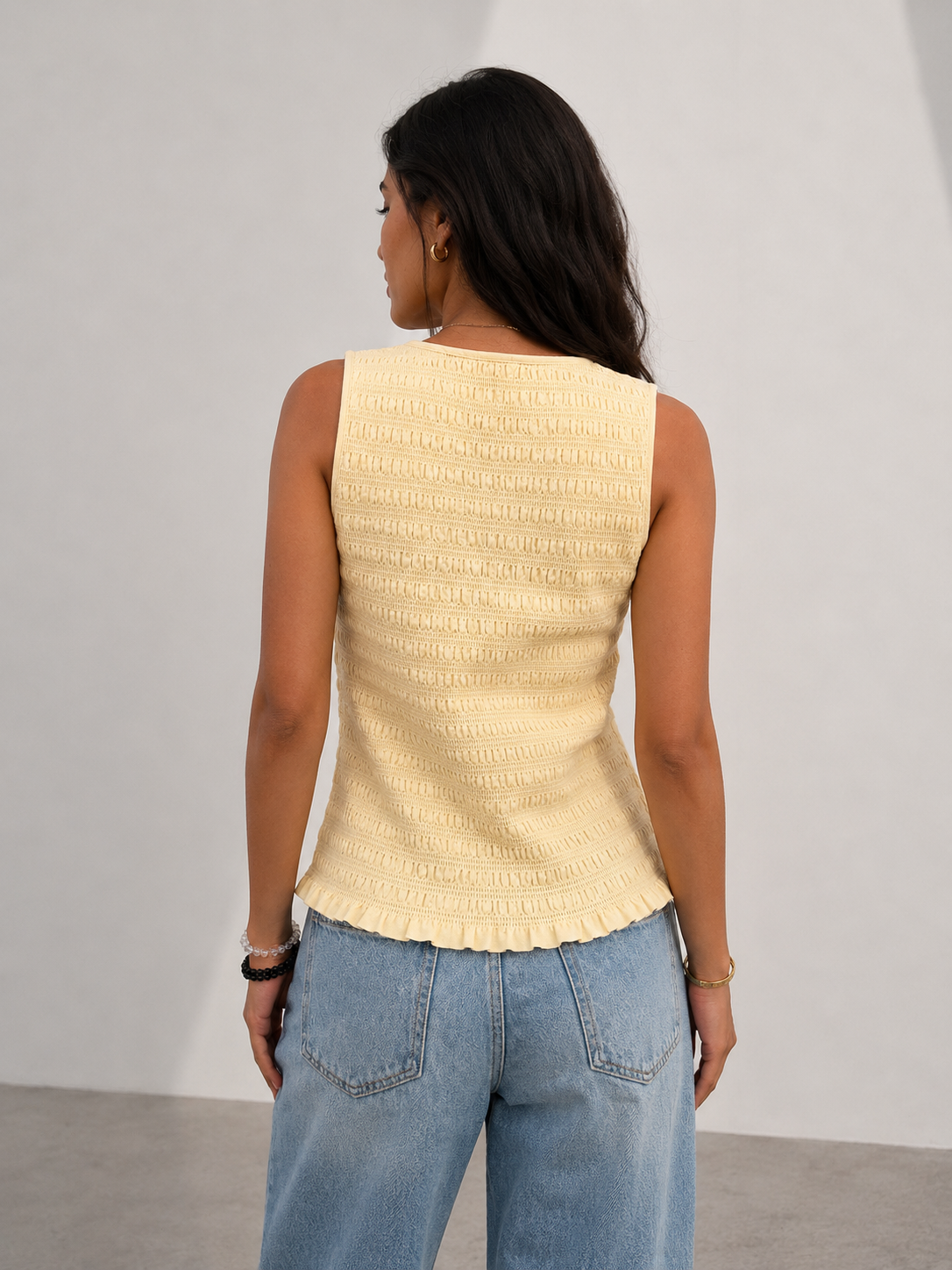 Sleeveless Smocked Top - Butter Yellow