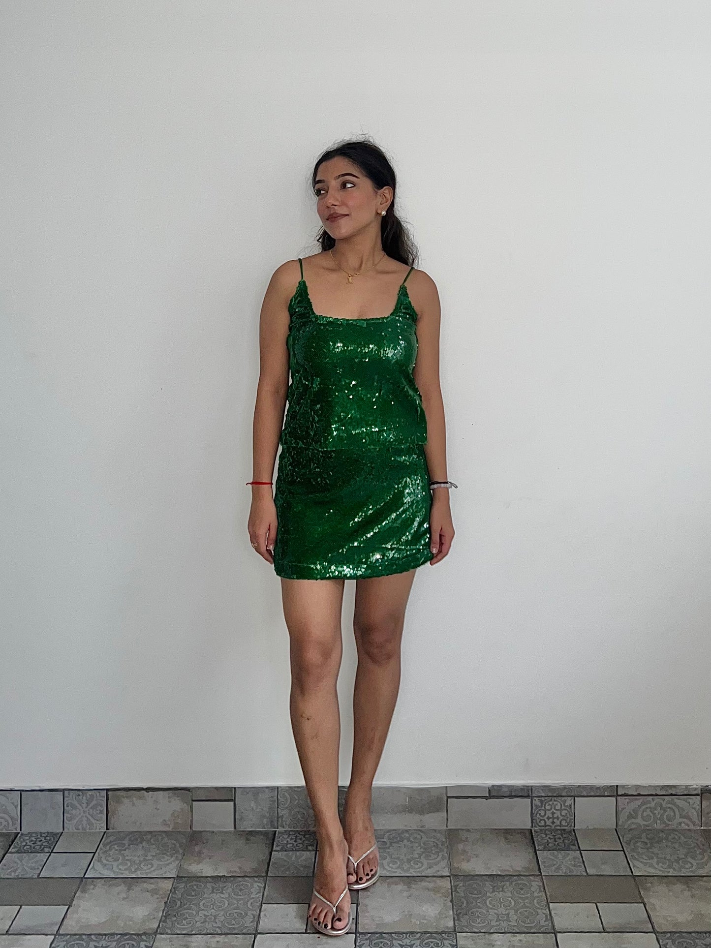 Emerald Green Water Sequin Skirt & Top SET
