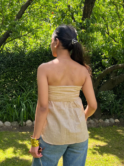 Linen Strapless Top