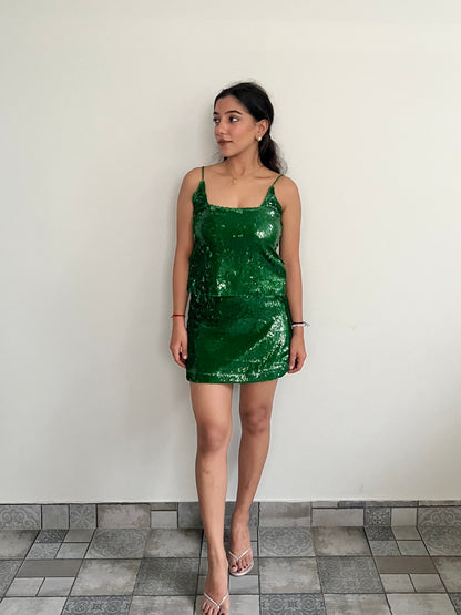 Emerald Green Water Sequin Skirt & Top SET