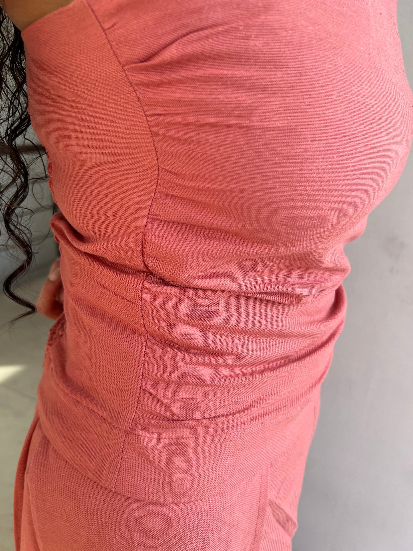 Dusty Rose Pure Cotton Strappy Top & Pants Set