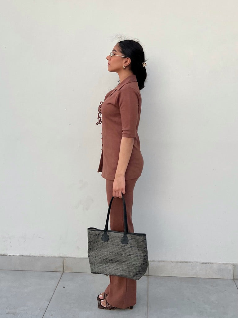 Brown Rib Long Co-ord
