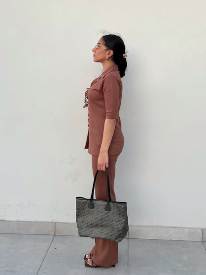 Brown Rib Long Co-ord