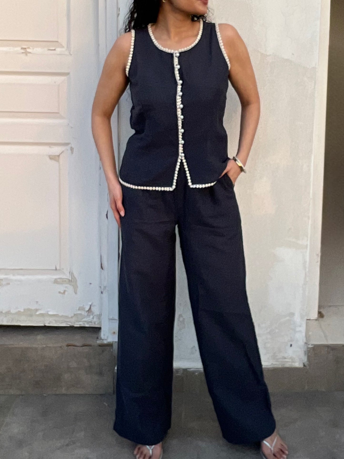 Charcoal Pure Cotton Top & Pants Set