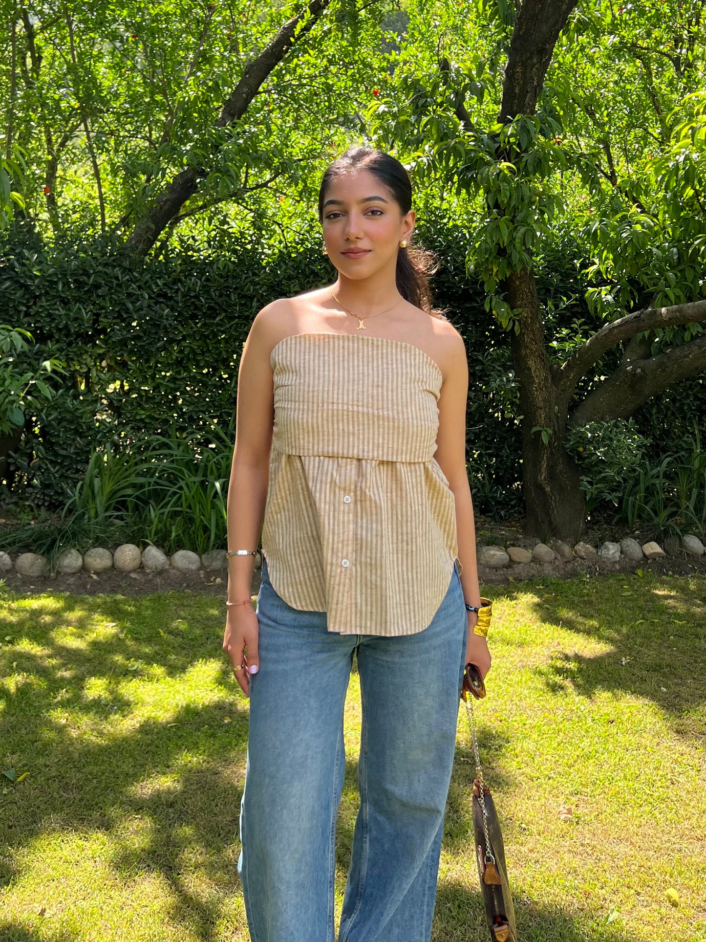 Linen Strapless Top