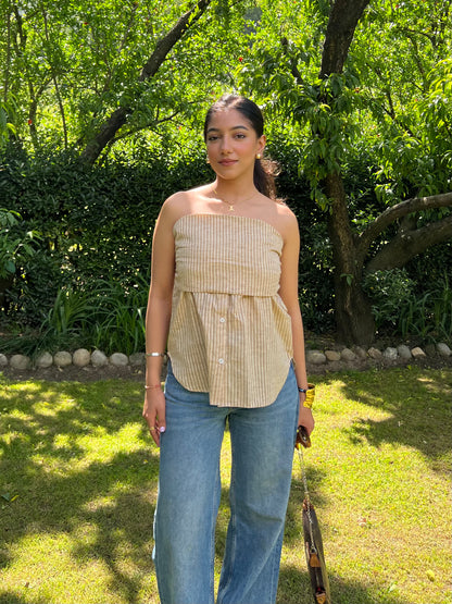 Linen Strapless Top