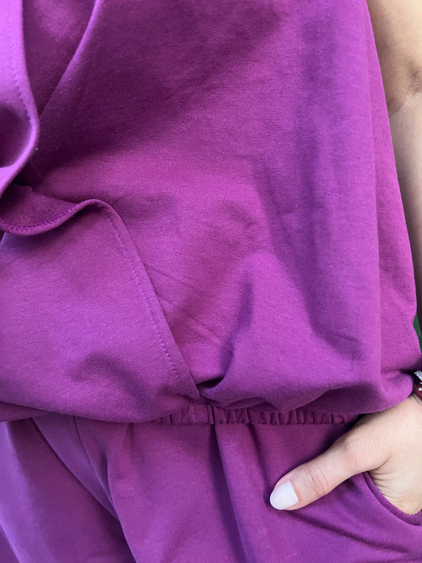 Plum Cotton Terry Tie-Up Top & Balloon Pants Set