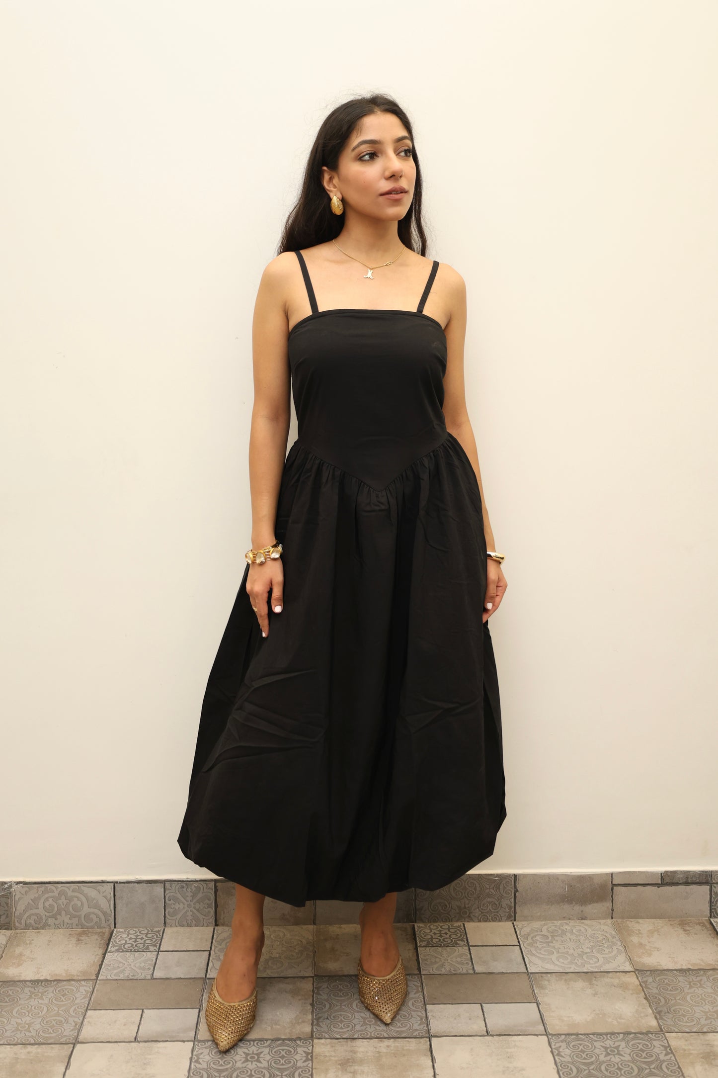 Cotton Poplin Corset Balloon Dress