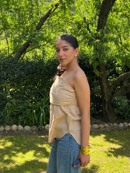Linen Strapless Top