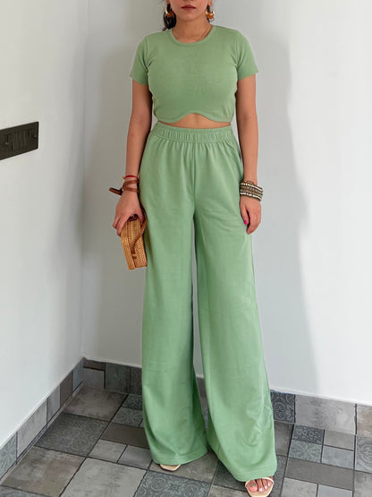 Mint Green  French Terry Half Sleeves Set
