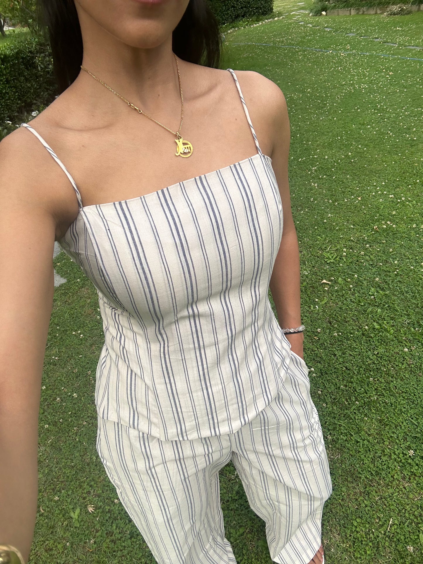 Stripes Cotton Boned Corset Set