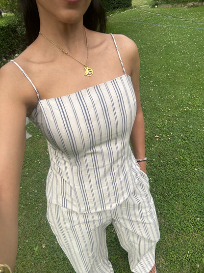 Stripes Cotton Boned Corset Set