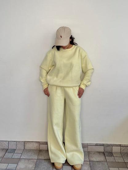 Butter Yellow Crewneck Cotton Fleece SET ( High Warmth)