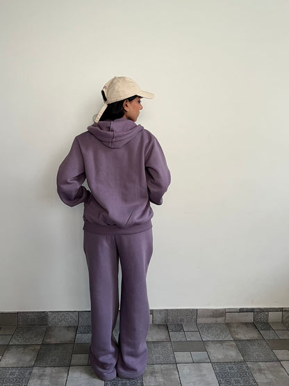 Unisex Light Mauve Zipper Hoodie Cotton Fleece SET (High Warmth)