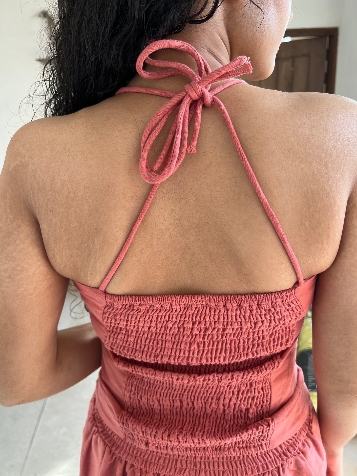 Dusty Rose Pure Cotton Strappy Top & Pants Set