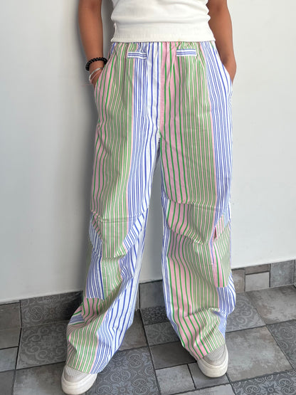 Cotton Poplin Striped Pants Only