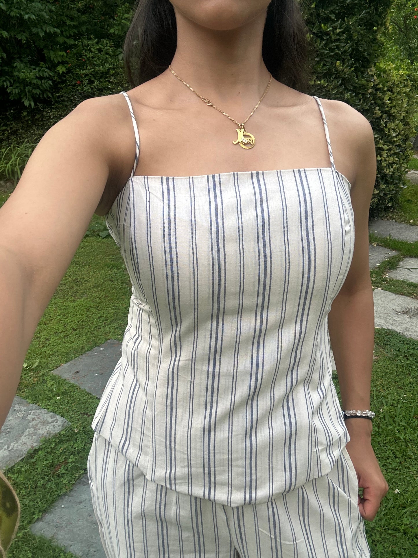 Stripes Cotton Boned Corset Set