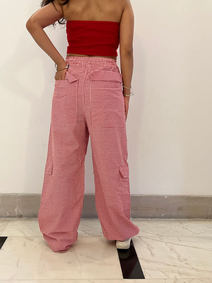 Red Tube Gingham Pant Set