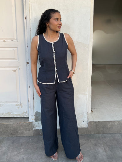 Charcoal Pure Cotton Top & Pants Set