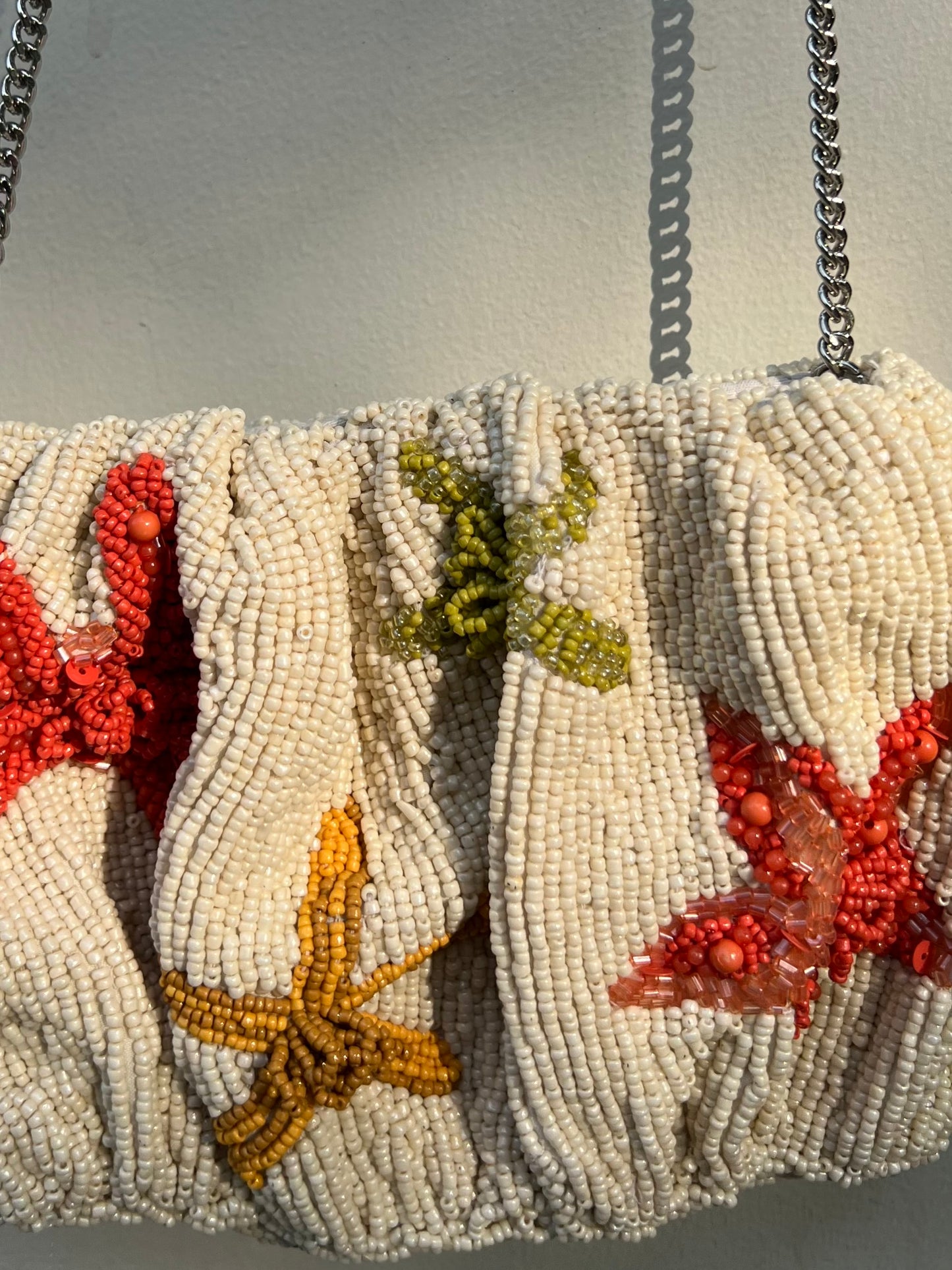 Cream Starfish Beaded Sling Bag/Clutch