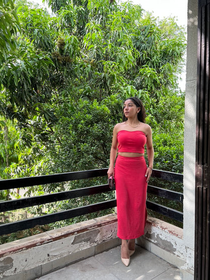 RIB Skirt Fuchsia Tube Co-ord