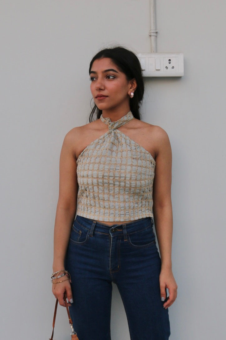 Cotton Embroidered Halter Top