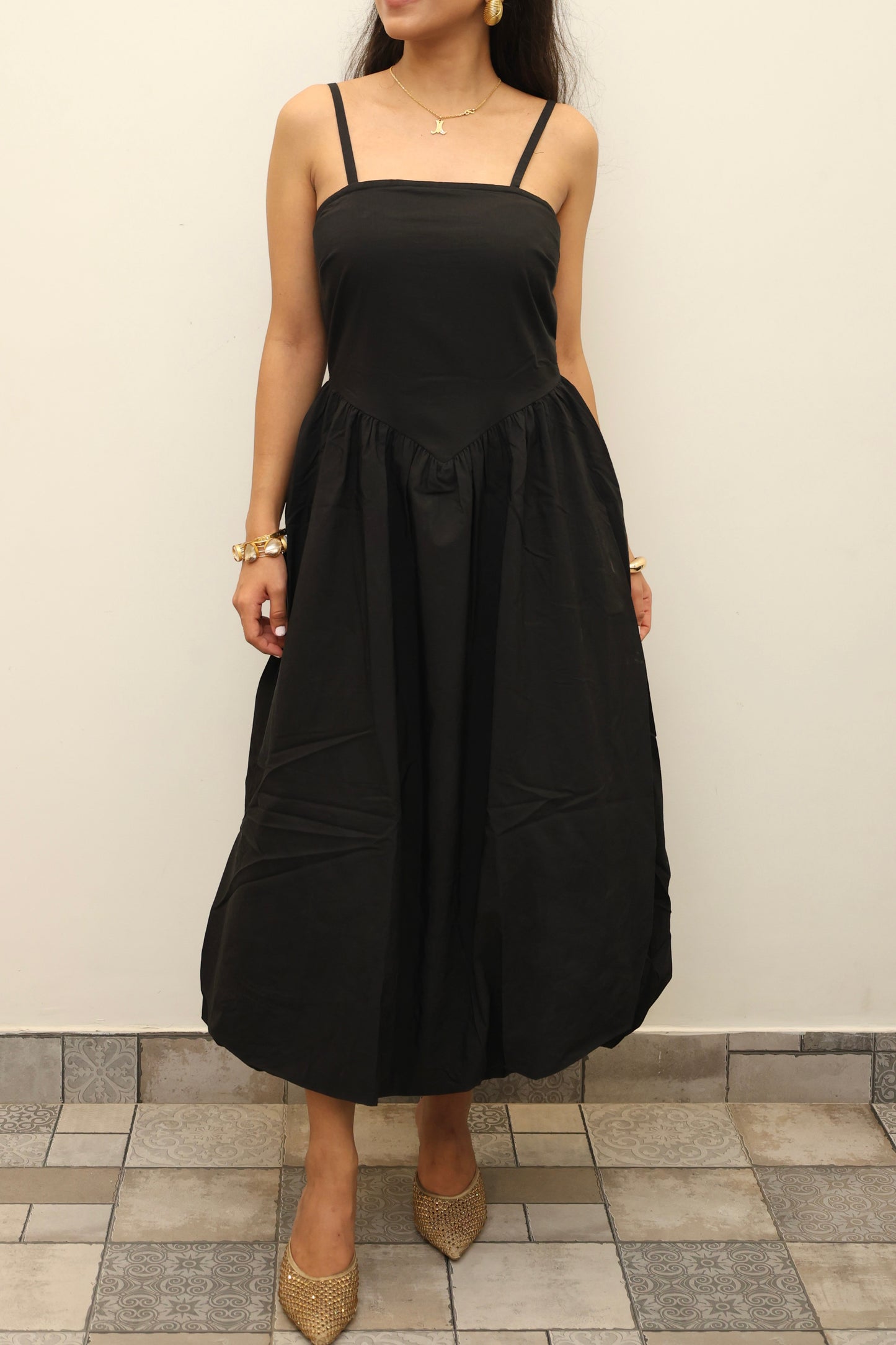 Cotton Poplin Corset Balloon Dress