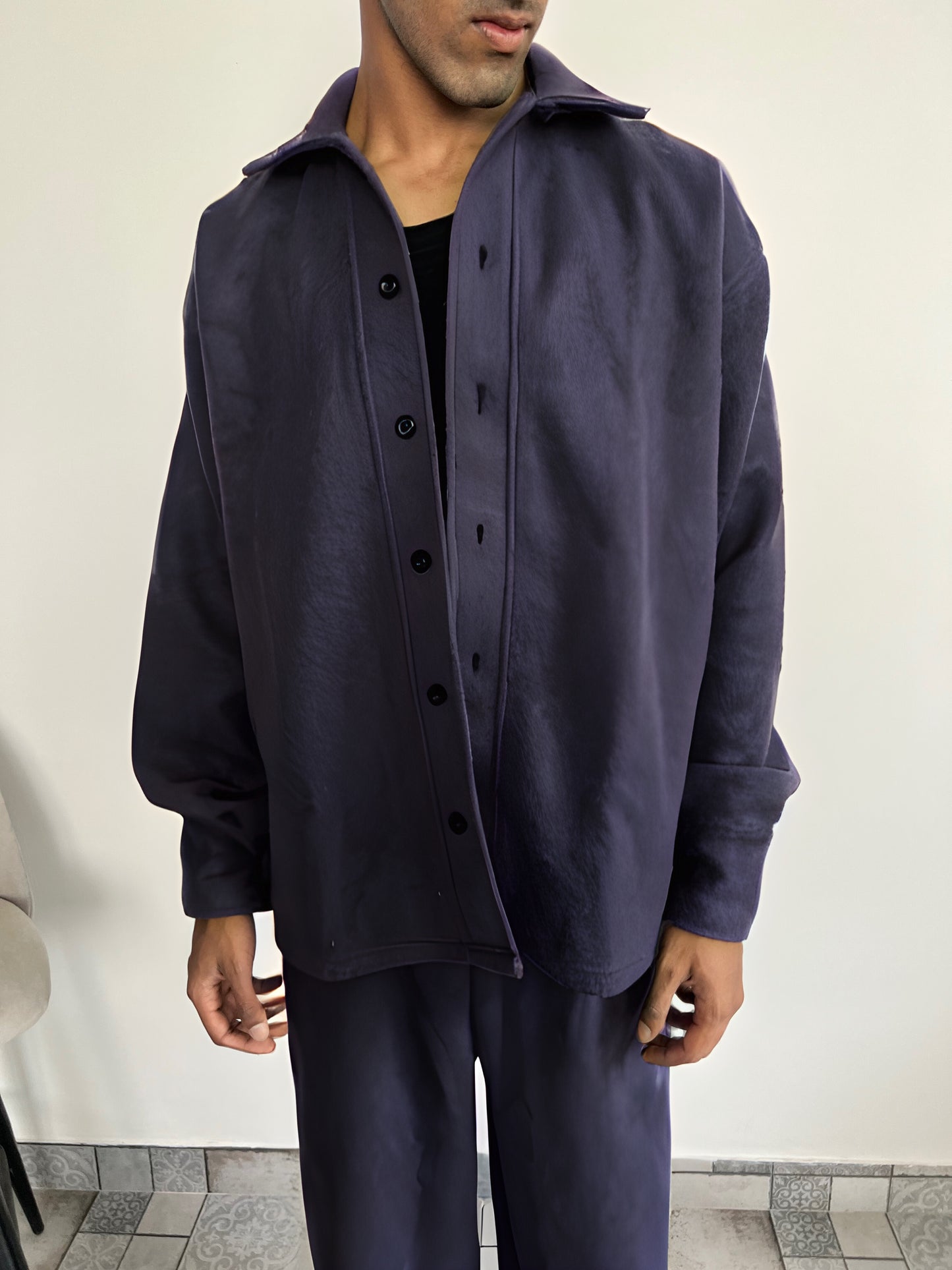 Cotton fleece black unisex coord ( medium warmth)