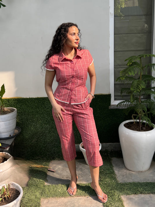 Cotton Poplin Shirt & Capris Set