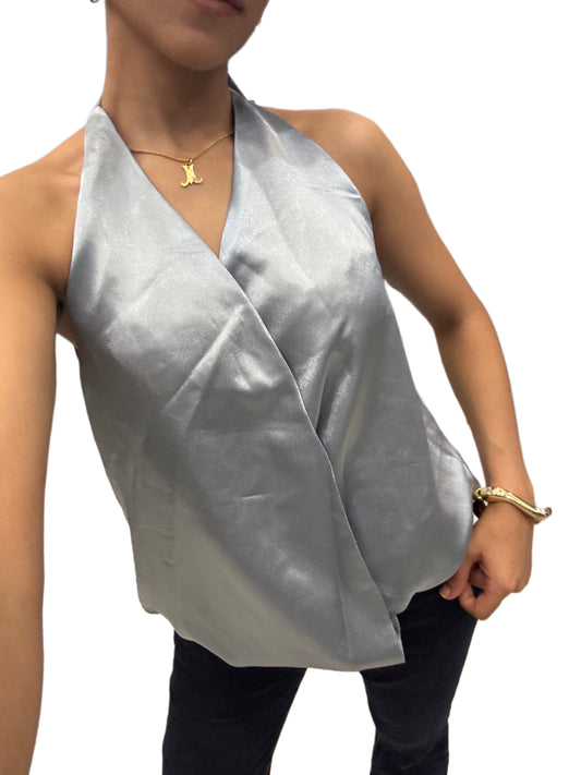 Subtle Silver Luxe Satin TOP ONLY