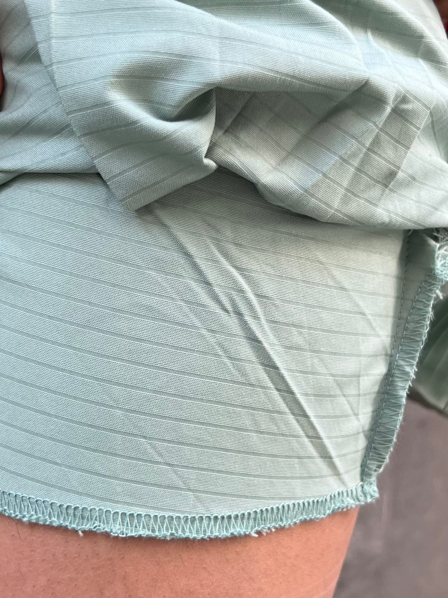 Sage Stripes Cotton Poplin Shirt & Pleated Skort Set