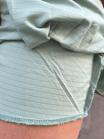 Sage Stripes Cotton Poplin Shirt & Pleated Skort Set