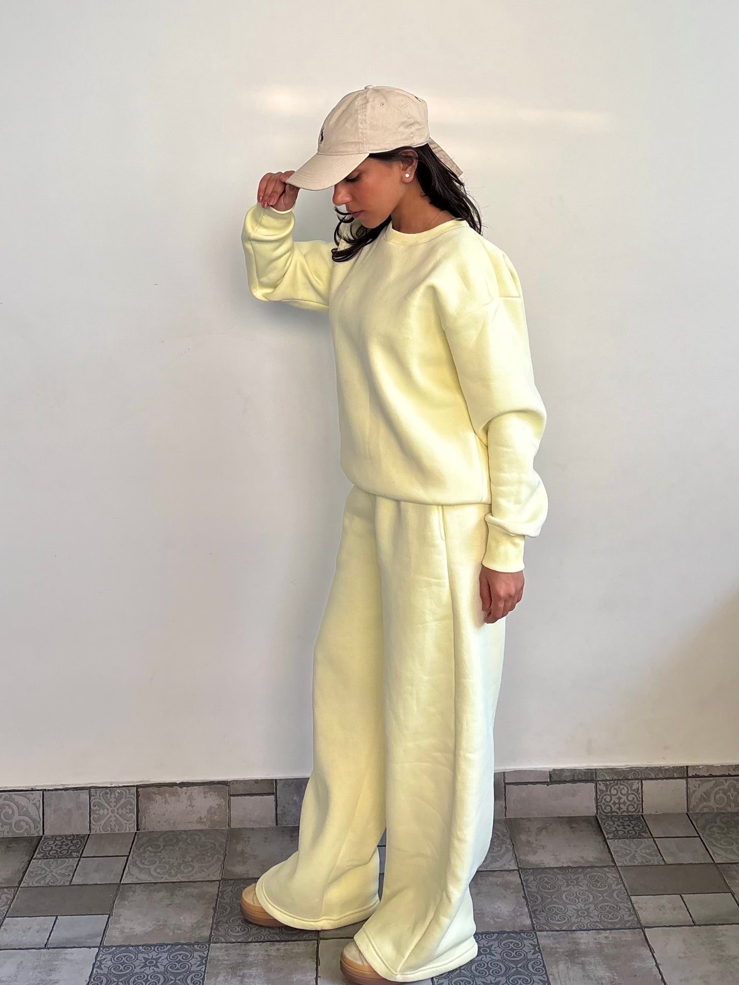 Butter Yellow Crewneck Cotton Fleece SET ( High Warmth)