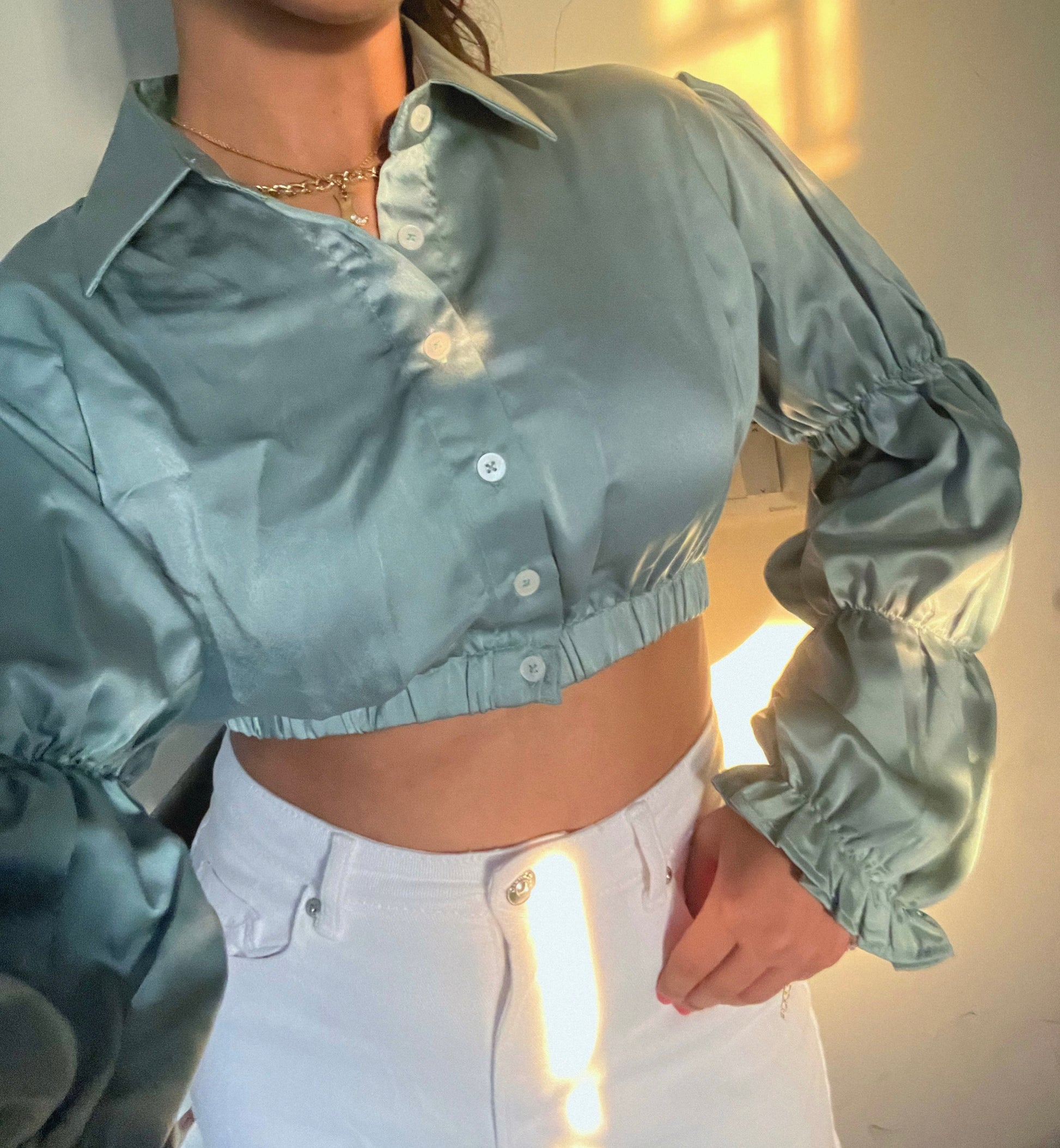 Paris Satin Ruffle Shirt – Obleka.in