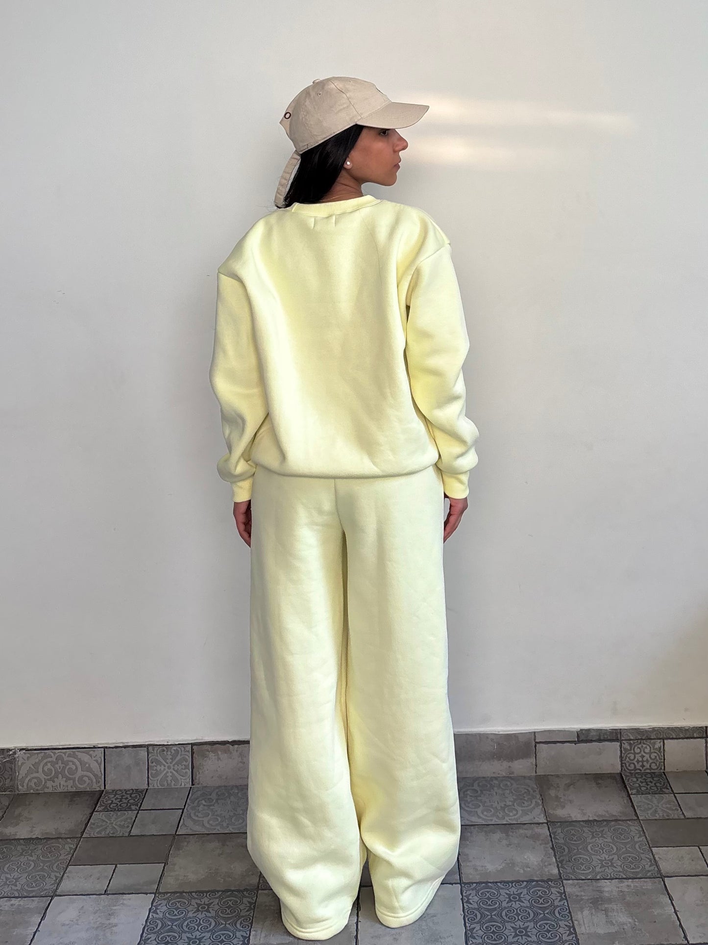 Butter Yellow Crewneck Cotton Fleece SET ( High Warmth)