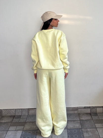 Butter Yellow Crewneck Cotton Fleece SET ( High Warmth)