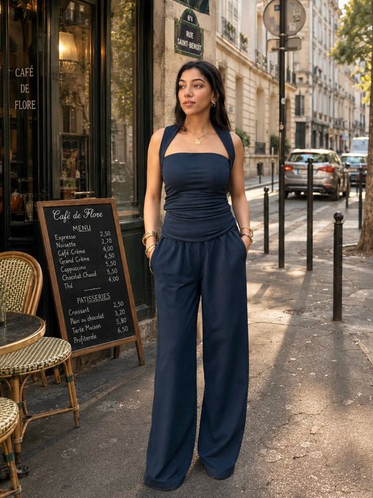 Pure Cotton Ruched top & Pants set