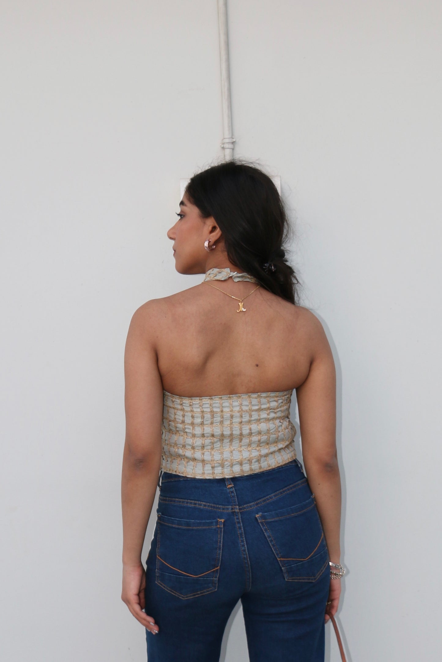Cotton Embroidered Halter Top