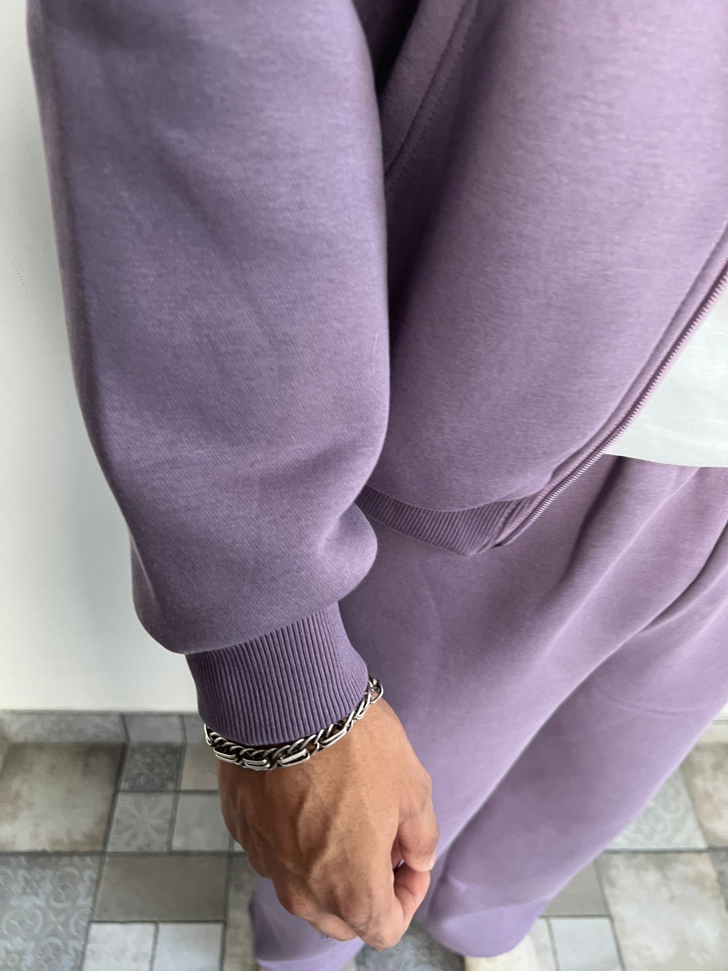 Unisex Light Mauve Zipper Hoodie Cotton Fleece SET (High Warmth)