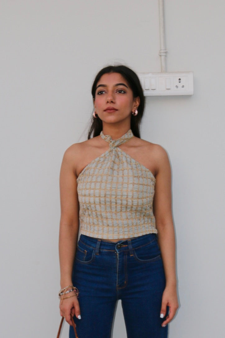 Cotton Embroidered Halter Top